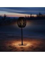 RATANOVÁ SOLÁRNA GUĽOVÁ LAMPA ČIERNA PROGARDEN