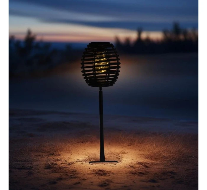 RATANOVÁ SOLÁRNA GUĽOVÁ LAMPA ČIERNA PROGARDEN