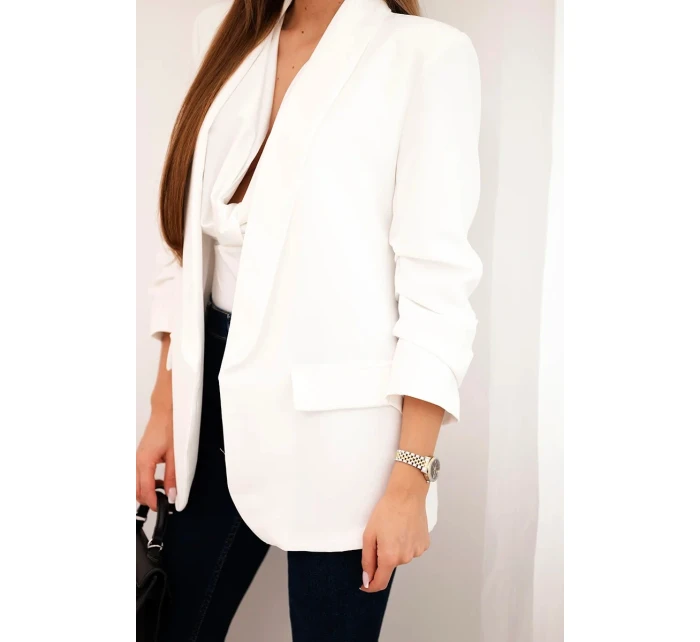 Sako s klopami elegantné ecru