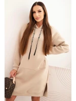 Dámska bavlnená bunda s kapucňou a zateplením béžová