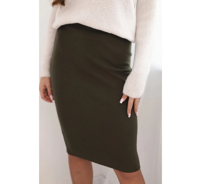 Dámska sukňa z elastického viskózového úpletu khaki