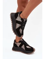 Zamszowe Sneakersy Damskie Ocieplane Na Platformie Big Star OO274A217 HI-POLY SYSTEM Czarne