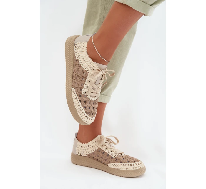 Kožené batohy Dámské polobotky model 22027822 Béžové - D&A