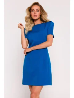 Mini šaty s na ramenou modré model 19660659 - Moe