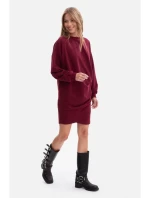 šaty s bočními záhyby vínové model 21379997 - BeWear