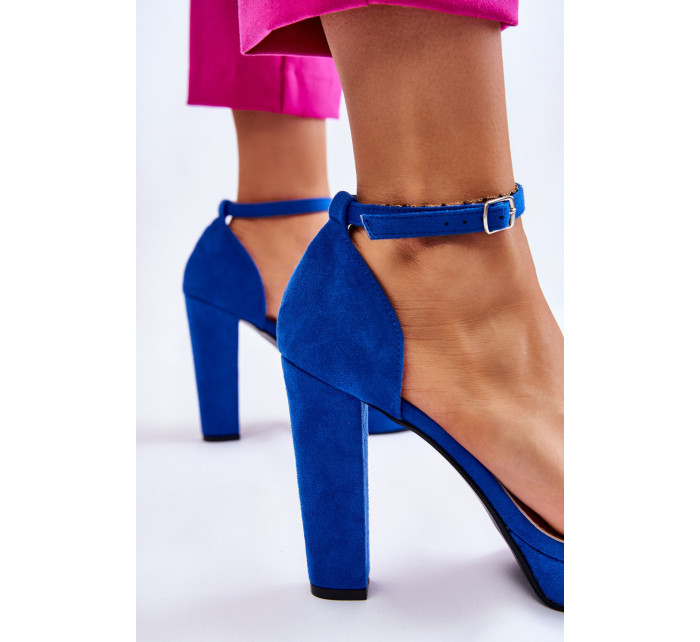 Semišové sandále na podpätku Blue Spectacular