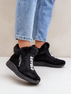 Dámske členkové tenisky s kožušinou čierne Zeriana