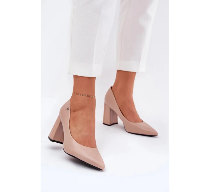 Elegantné dámske lodičky na širokom podpätku Vinceza - béžové Elegantné dámske lodičky na širokom podpätku Vinceza - béžové