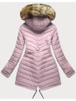 Tmavomodrá a ružová obojstranná dámska zimná bunda s kapucňou (w211) Tmavomodrá a ružová obojstranná dámska zimná bunda s kapucňou (w211)
