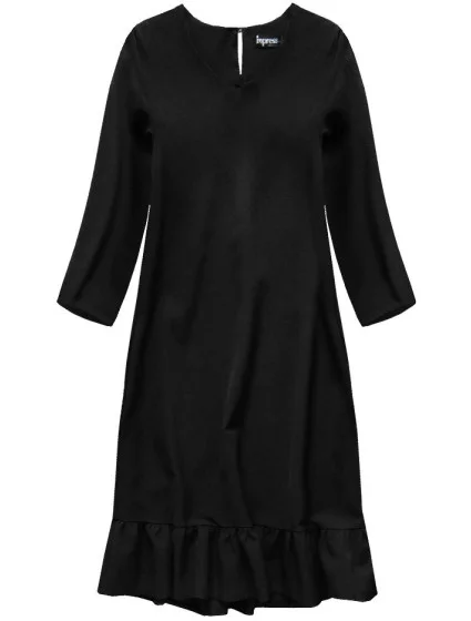 Černé šaty s volánem model 6768864 - INPRESS