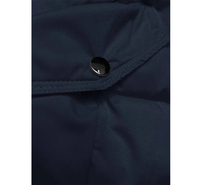 Tmavomodrá dámska zimná páperová bunda (2M-007)