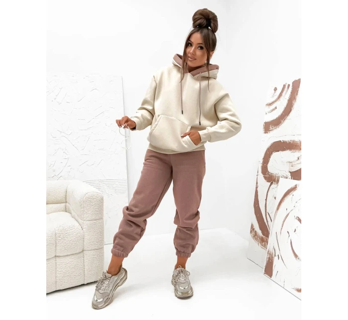 Hrubší dámská tepláková souprava v barvě cappuccino model 21809058 - Moon
