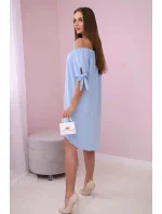 Šaty viazané na rukávy modré