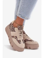 Semišové zateplené dámské tenisky na masivní platformě  béžové model 21707642 - VINCEZA