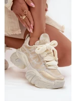 Kožené dámské tenisky model 21711755 Zlaté - Goe