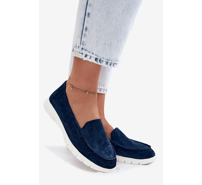 Dámské mokasíny z přírodního semiše Vinceza 95360 tmavě modré
