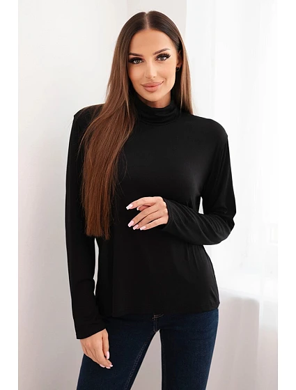 Dámsky kožušinový rolák F3631B čierny - Koucla