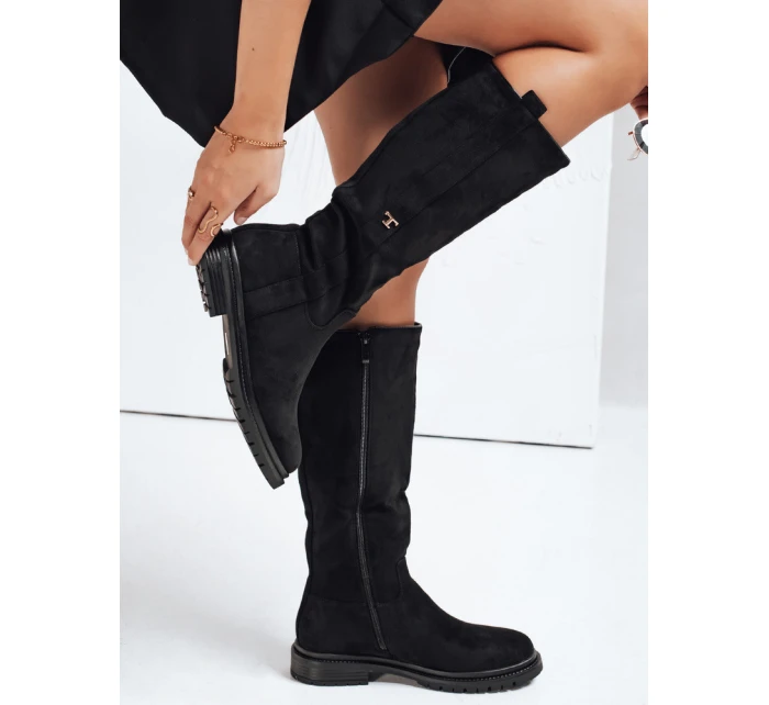 Dámské semišové černé kozačky Dstreet model 21993173 - FashionStreet
