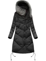 Černá dlouhá zimní bunda s kapucí model 21241716 - Libland