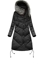 Černá dlouhá zimní bunda s kapucí model 21241716 - Libland Černá dlouhá zimní bunda s kapucí model 21241716 - Libland