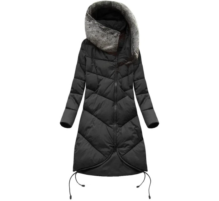 Černá dlouhá zimní bunda s kapucí model 21241716 - Libland