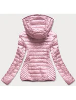 Ružová prešívaná dámska bunda s kapucňou (B9561) Ružová prešívaná dámska bunda s kapucňou (B9561)