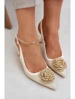 Plecione Szpilki Z Odkrytą Piętą Beżowe Lanithra