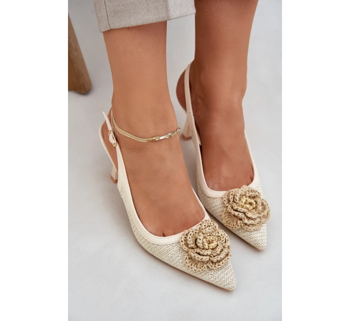 Plecione Szpilki Z Odkrytą Piętą Beżowe Lanithra