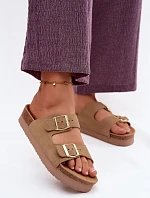 Dámske semišové sandále na platforme s prackami Vinceza Beige