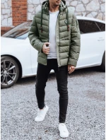 Pánská prošívaná zimní bunda s kapucí zelená Dstreet model 21991456 - FashionStreet