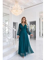 – elegantní maxi šaty s výstřihem do V – mořská zelená model 22342737 - numoco basic