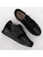 Černé dámské kožené tenisky na podpatku Sergio model 21904571 - LEONE