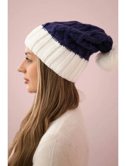 Milano fleecová čiapka K203 tmavo fialová+ecru