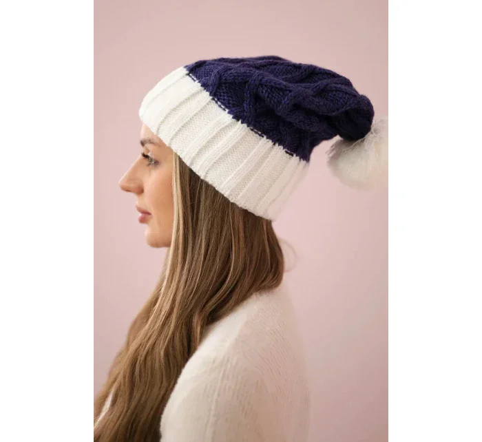 Milano fleecová čiapka K203 tmavo fialová+ecru