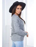 Sveter s pleteninou sivý Sveter s pleteninou sivý