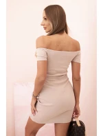 Dámská bavlněná šaty s krátkým rukávem a model 21774803 nařasením malinová - K-Fashion