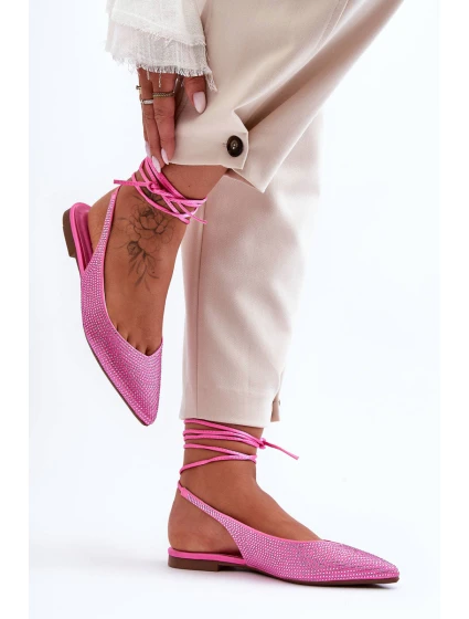 Dámské baleríny s kamínky zdobené růžové model 21629418 - Boto