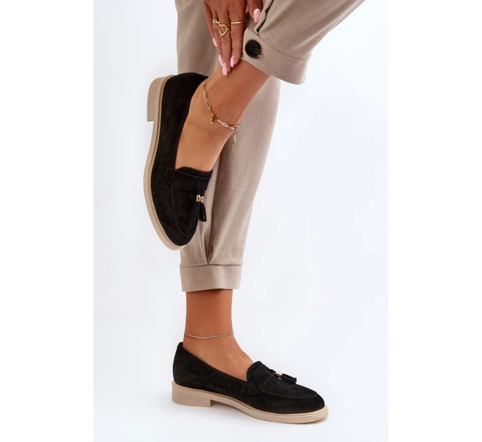 Černé Dámské Semišové Mokasíny Na Ploché Podrážce model 21652477 - Zazoo