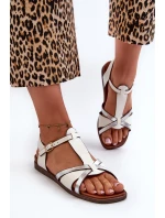 Dámské ploché sandály z ekokože model 21661483 Bílé - SERGIO LEONE
