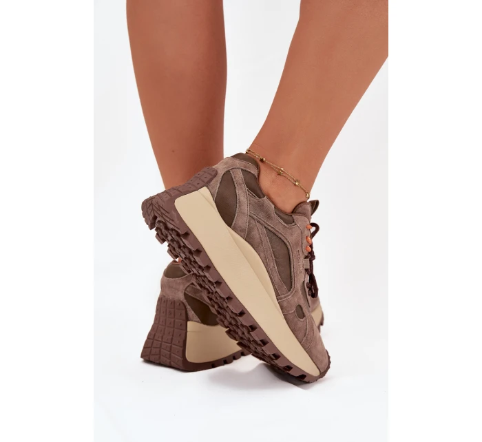 Kožené sneakersy na platformě dámské Big Star model 21705737 HIPOLY SYSTEM béžové - Big Star Shoes Kožené sneakersy na platformě dámské Big Star model 21705737 HIPOLY SYSTEM béžové - Big Star Shoes