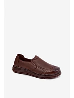 Dámské kožené nazouvací polobotky model 22356094 hnědé - VINCEZA Dámské kožené nazouvací polobotky model 22356094 hnědé - VINCEZA