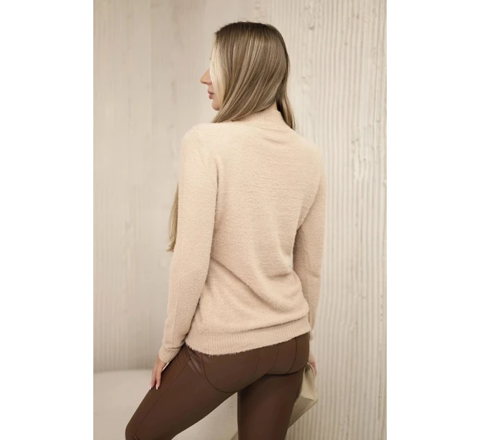 Sveter s polopriliehavým rukávom z alpaky 2020-17 camel - Kesi Sveter s polopriliehavým rukávom z alpaky 2020-17 camel - Kesi