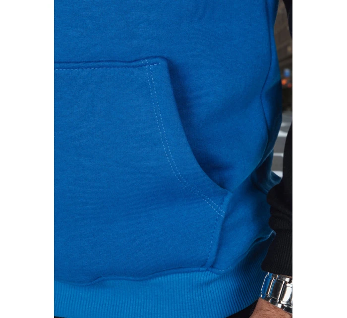 Pánska základná mikina s kapucňou modrá FashionStreet BX5893