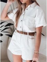 bílý džínový krátký overal Dstreet model 21988009 - FashionStreet bílý džínový krátký overal Dstreet model 21988009 - FashionStreet