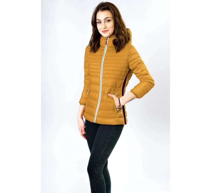 Žlutá dámská prošívaná bunda se vsadkami model 9063236 - Libland