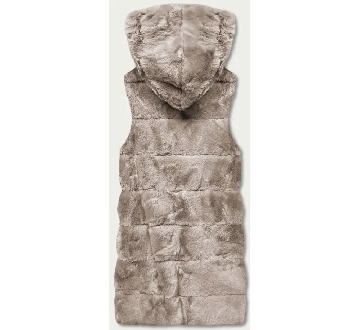 Béžová kožešinová vesta s kapucí model 17836886 - S'WEST Béžová kožešinová vesta s kapucí model 17836886 - S'WEST