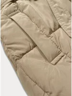 Béžová bunda pro přechodné období s páskem model 21248567 - J.STYLE