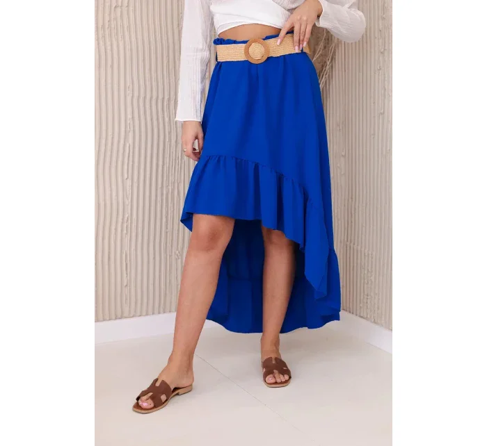 Sukňa s dlhším zadným dielom v chrpovo modrej farbe Sukňa s dlhším zadným dielom v chrpovo modrej farbe