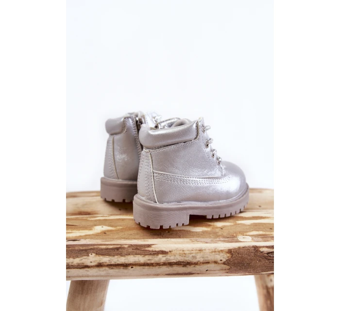 Dziecięce Trapery Botki z Suwakiem Srebrne Dexter