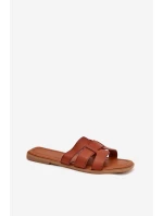 Klapki Damskie Na Płaskim Obcasie Camel Mirona Klapki Damskie Na Płaskim Obcasie Camel Mirona